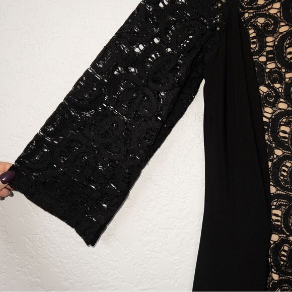 Anne Klein Black Modest Lace Front Dress Size 8 - Picture 2 of 7